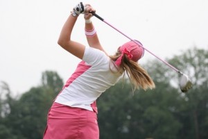 golf swing at finish lady lady golfer